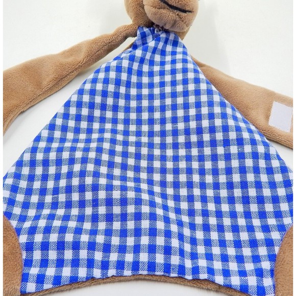 Maison Chic Horse Pony Blue Gingham Check Lovey Security Blanket Pacifier Holder - Picture 7 of 8
